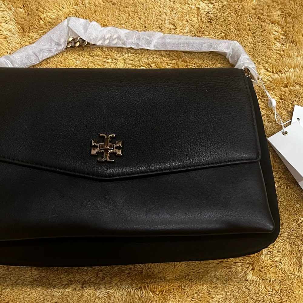 Tory Burch Kira Mixed-Materials Shoulder Bag.